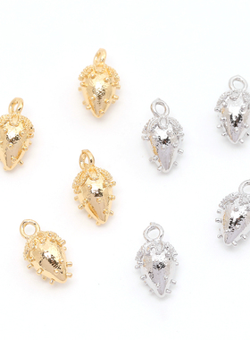 日本进口原创立体精致合金草莓吊坠 金银双色日系手工DIY饰品配件