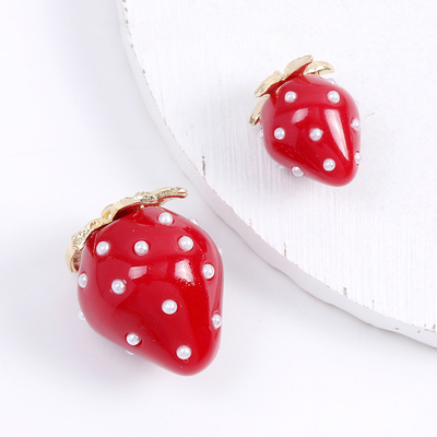 日本进口红色草莓树脂吊坠配件