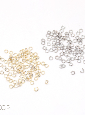 日本优质14KGP保色单圈开口圈 铜镀真金连接圈连接环 diy饰品配件