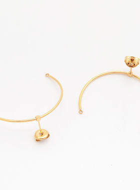 14K镀金银色保色可串珠C形耳圈手工diy耳饰白金色耳挂耳环材料