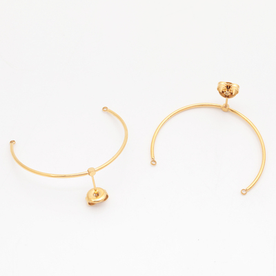 14K镀金银保色C形串珠耳圈材料