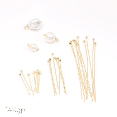 14k保色铜圆珠T针连接针