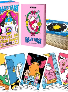 【订】正版paws tarot猫爪塔罗牌进口韦特系猫猫可爱风桌游卡罗牌