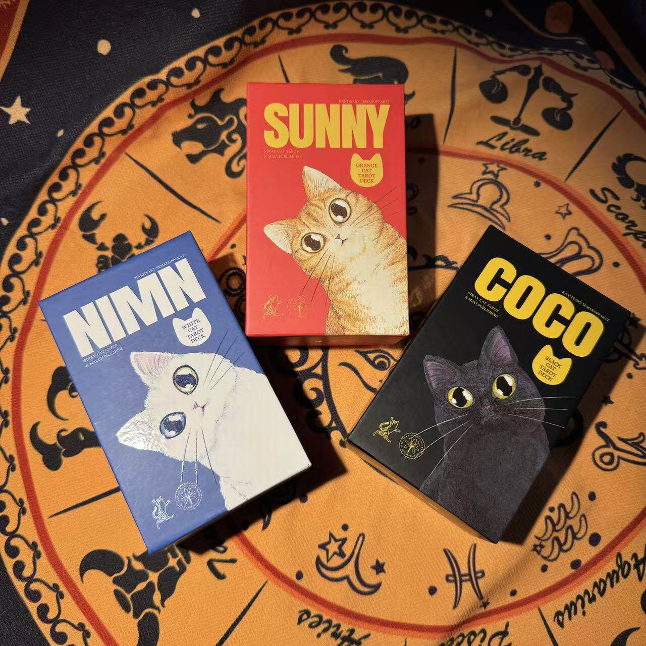 正版泰国黑猫coco白猫NIMN橘猫Sunny塔罗牌可爱猫咪韦特进口罗塔