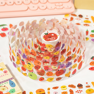 签收好心情手帐模切胶带卡通食物水果表情手账日记装 饰diy素材贴