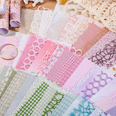 15张特种纸网纱手帐背景纸 清新粉色混合素材纸包手工拼贴摆拍纸