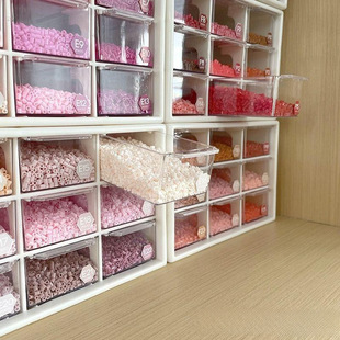 拼豆收纳九宫抽屉式透明桌面分装整理盒拼豆工具米珠首饰小储物柜