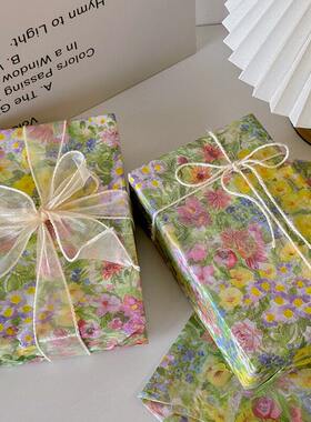复古春日油画碎花礼品包装纸DIY