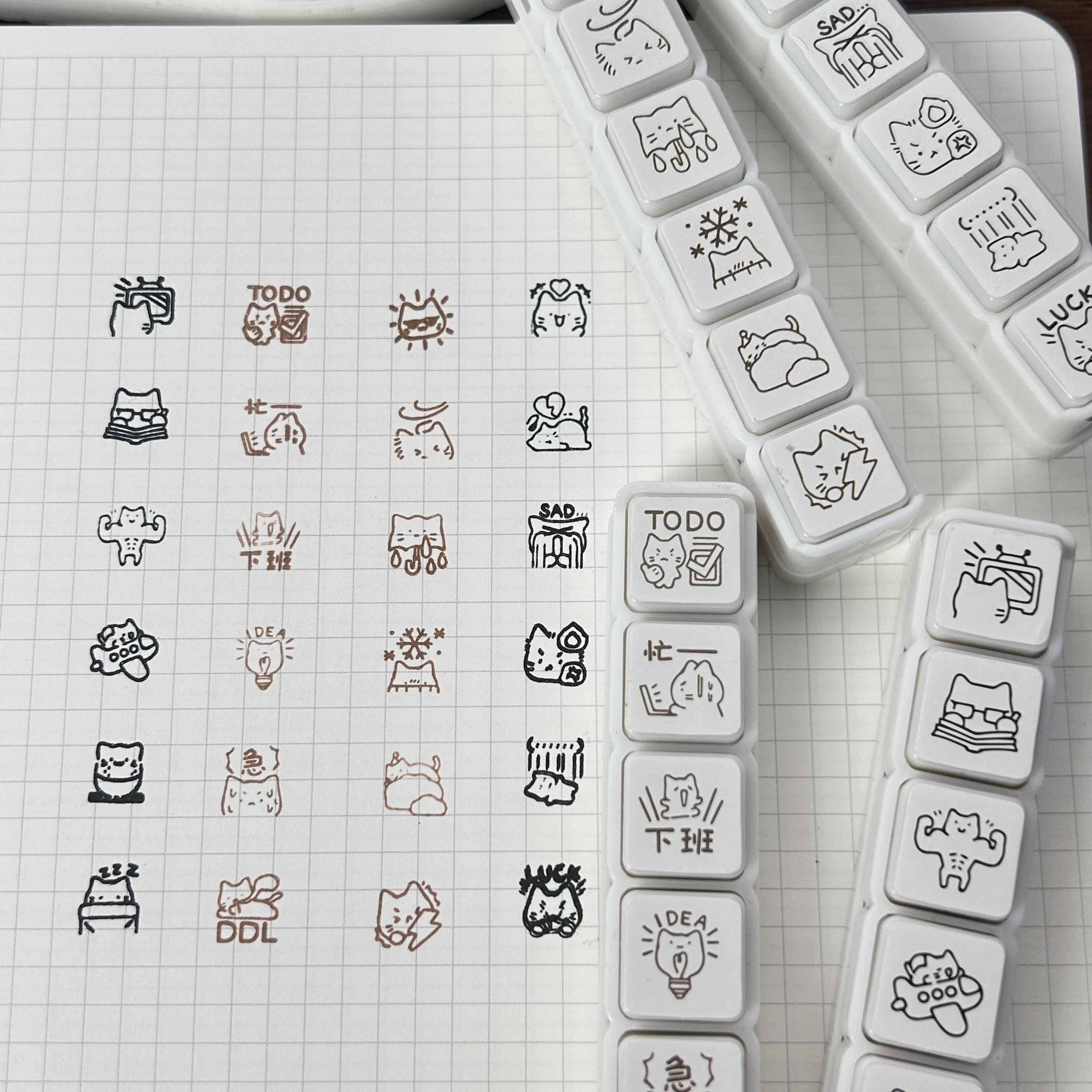 可爱小猫六联印章简约线条猫咪心情手帐日常生活记录按压打卡印章,文具电教/文化用品/商务用品,手帐印章,淘宝优惠券,粉丝福利购,淘宝优惠卷