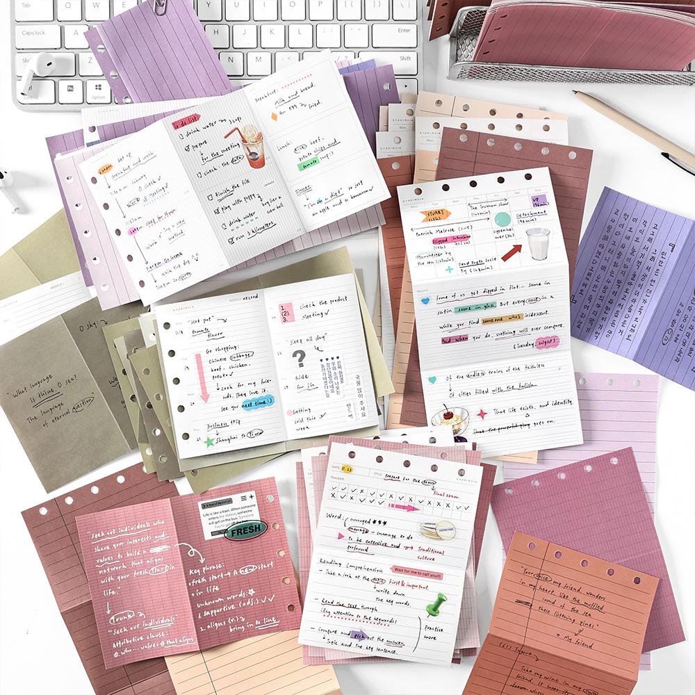 少女心活页替芯M5手帐本内页创意二折页笔记计划本简约韩系内芯纸