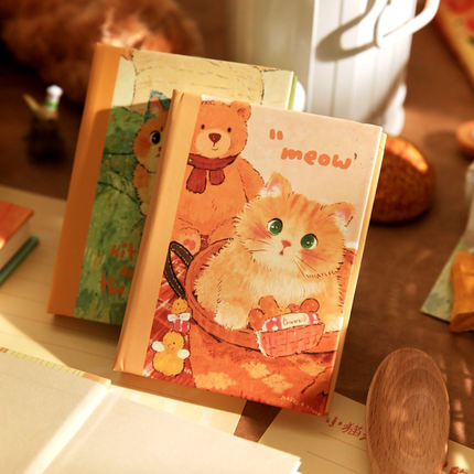 温馨猫咪A7本手账本80张空白内页可爱动物随身便携本日记本旅行本