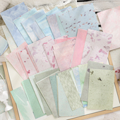 50张梦境画纸素材纸梦幻文艺绿色清新蓝色背景纸手账装 饰diy拼贴