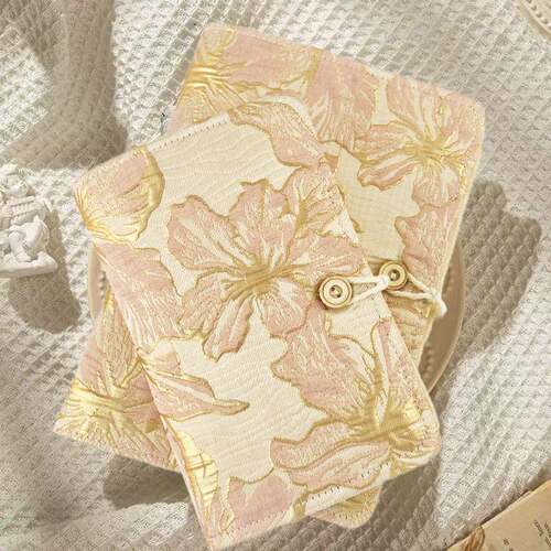 粉金提花浮雕花卉便携活页手账本A5A6少女心手作笔记本diy日记本