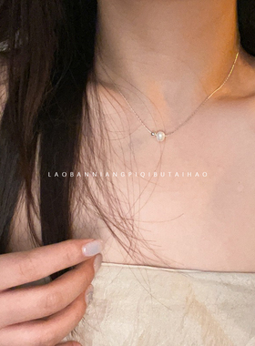 一颗珍珠极简气质高级吊坠锁骨链