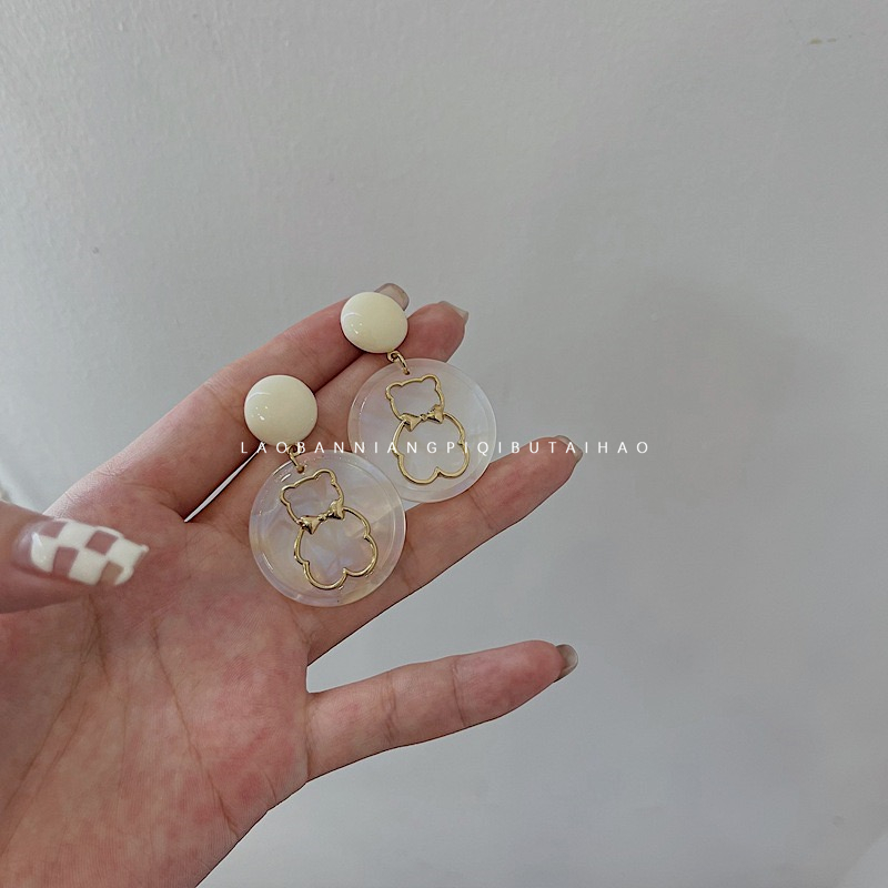 复古爱心树脂银针百搭少女风耳环