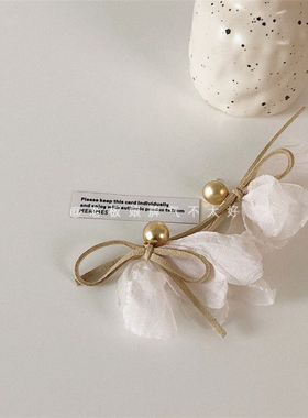 温婉少女心~ 漫画女主带的超仙飘带蝴蝶结米色花瓣花朵耳环 6114