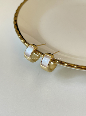 满满质感！简约宽版C形耳环气质精致轻奢耳饰女925银针高级17473