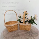 藤编柳编工艺品花篮木片编织小花篮伴手礼小篮子拍照文艺篮子