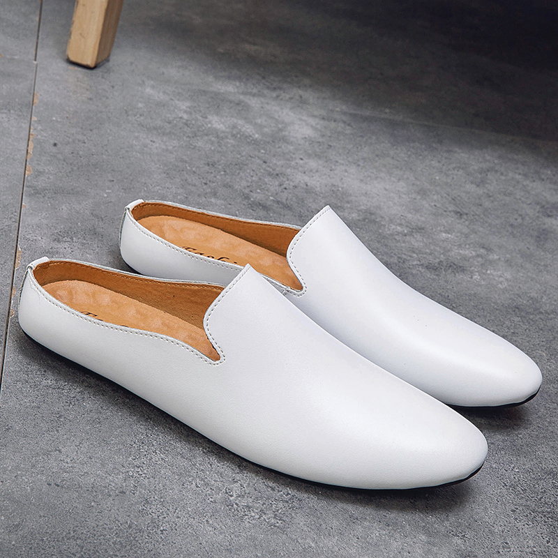 夏季真皮无跟潮流休闲风半拖鞋