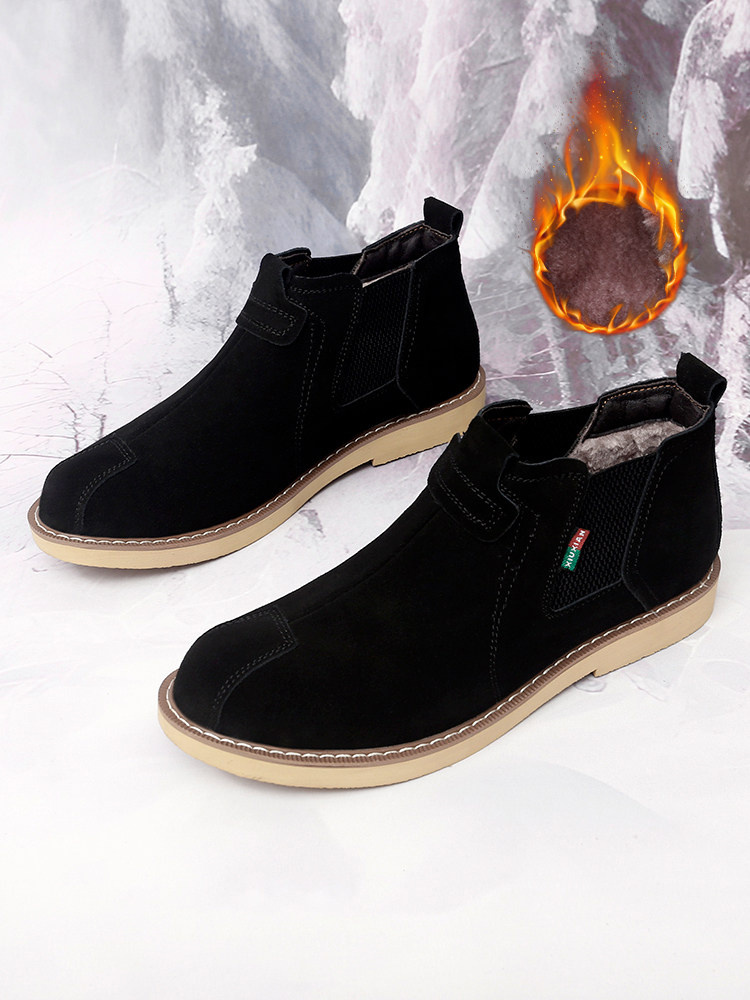 CHELSEA BOOTSMENS LEATHER MID-TOP MARTIN BOOTS AUTUMN|WINTER COTTON BOOTS SNOW BOOTS FLEECE BOOTIES 37 SMALL SIZE LARGE SIZE 48