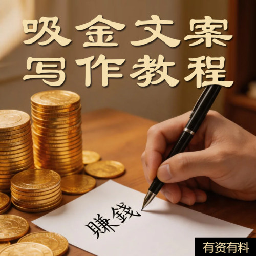吸金文案写作视频教程爆款文案技巧实例变现课程赚钱钩子文案训练