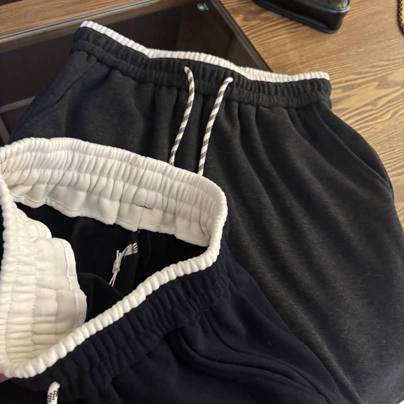 韩系撞色腰头设计！2025秋冬新款百搭显瘦直腿加绒休闲裤女