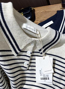 十三行IMISS家品质高货！2025春夏新款撞色翻领显瘦条纹针织衫女