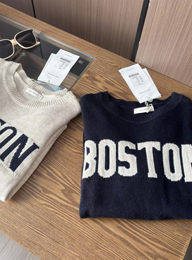 @IMISS品质好到哭！2025春款字母提花宽松软糯套头毛衣