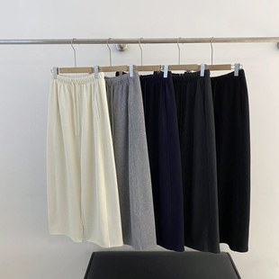 @秋冬保暖穿搭！韩系杏色简约百搭显瘦遮肉加绒阔腿休闲裤女