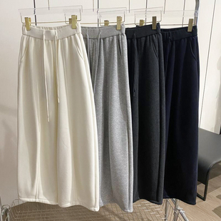 冬季加绒保暖裤！2025新款韩版松紧腰抽绳设计宽松显瘦休闲裤女