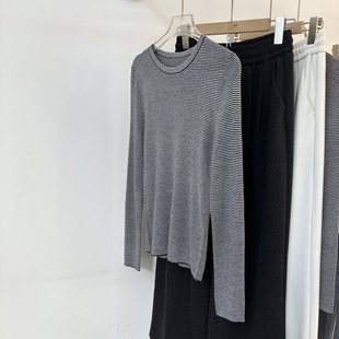 十三行品质！2025秋季新款打底单穿都好看的条纹针织上衣女巨显瘦