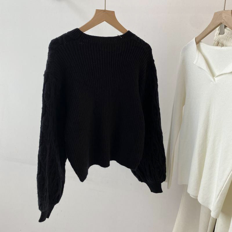 质感好好！韩系小众v领显瘦设计文艺百搭休闲麻花针织毛衣开衫女