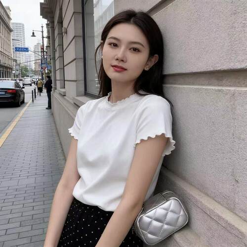 十三行品质棉！2026春季新款韩系简约木耳边短袖设计百搭显瘦体恤