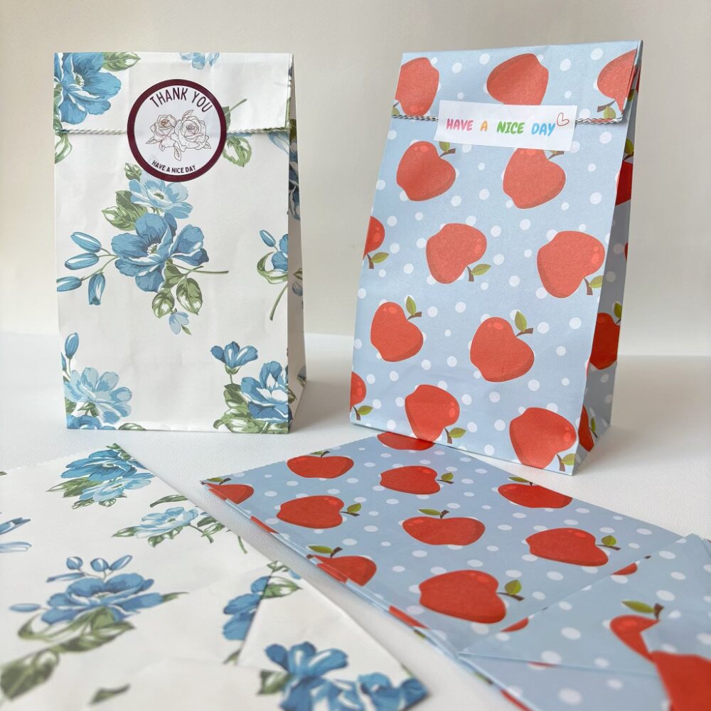 好好看的平口包装纸袋～手袋礼物包装牛皮纸袋礼品袋花花打包纸袋