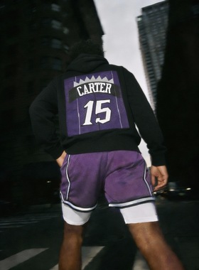 卡特猛龙15号刺绣球衣remake美式情侣连帽篮球运动套头