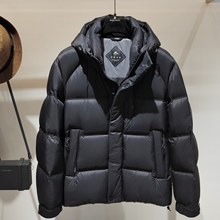 轻奢简欧冬季新品欧货高品质男士立领连帽加厚短款羽绒服保暖外套