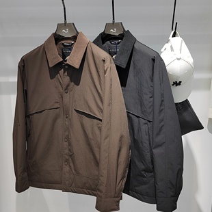 轻薄衬衫羽绒服男冬季新款翻领高端商务休闲男士外套条绒领中年男