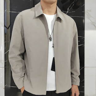 休闲中年茄克外套男上衣外套中青年轻奢 男装 春秋新款 翻领薄夹克衫