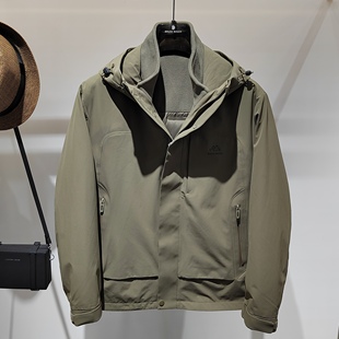 户外冲锋衣三合一加厚脱卸内胆羽绒服男士新款冬季连帽羽绒衣外套
