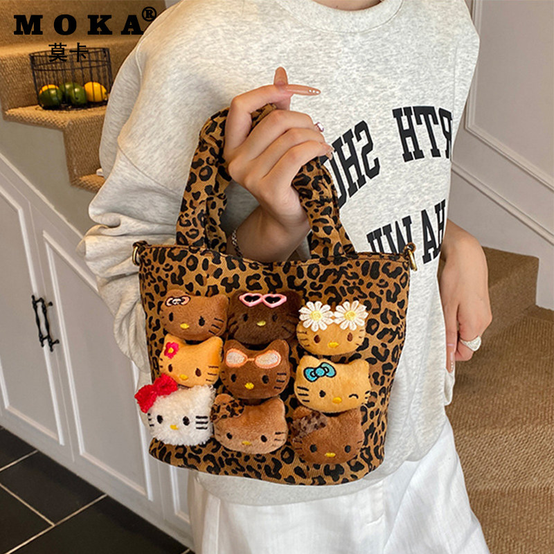 卡通豹纹儿童手提包2026新款小女孩出游可爱凯蒂玩偶公仔包可斜挎,箱包皮具/热销女包/男包,通用款女包,淘宝优惠券,粉丝福利购,淘宝优惠卷