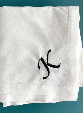 2折出清   法式简约生日派对西餐巾LOGO刺绣手帕 持续更新~