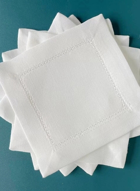 亚麻棉麻餐巾 出口 鸡尾酒巾 20*20cm 西餐酒杯垫 餐桌垫