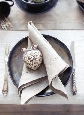 抽丝镂空亚麻餐巾餐垫 碗盘垫 天然纯色餐桌布 简约现代布艺餐巾