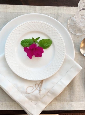 【现货款】欧洲手写体法式简约 生日结婚周年庆纪念 刺绣餐巾定制