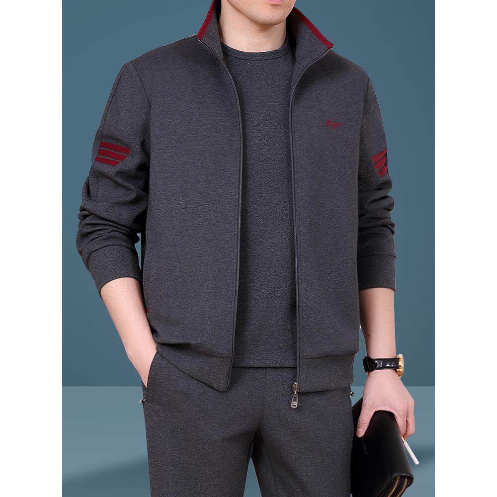 中老年运动套装男春秋季2025新款爸爸休闲男装高端男士穿搭一整套