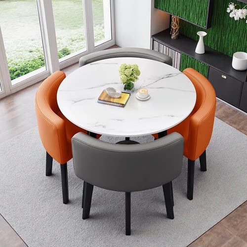 岩板意式极简圆桌椅洽谈接待椅