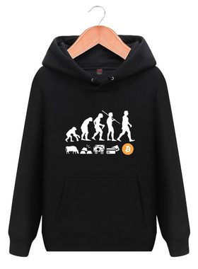 马斯克同款连帽卫衣BTC货币进化比特币BITCOIN区块链长袖帽衫衣服