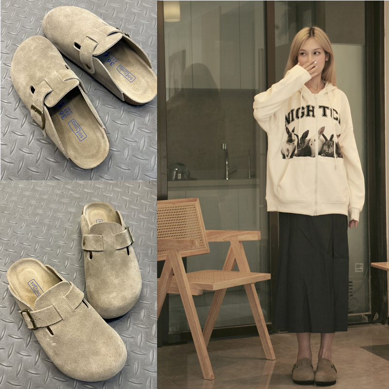 桑诺贝克真皮博肯女男鞋牛皮软木凉拖鞋百搭休闲外穿防臭包头拖潮