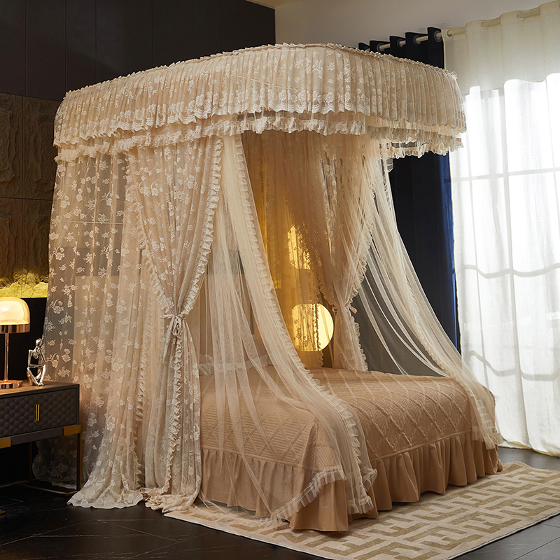 轻奢法式蕾丝双轨铝合金双层蚊帐