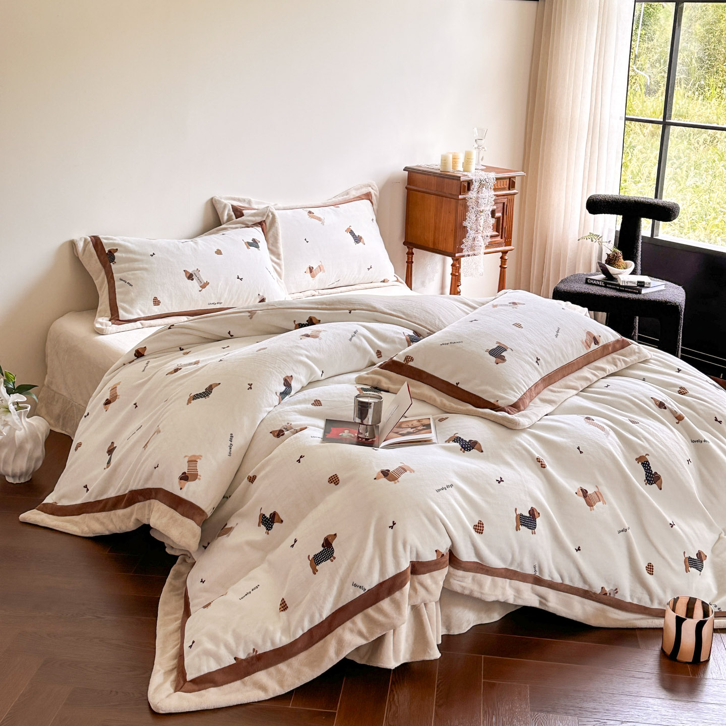 冬季加厚慕斯牛奶绒四件套不掉毛